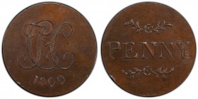 Middlesex, Christ's Hospital copper Penny Token 1800 MS64 Brown PCGS, D&H-11. Cipher CH and date / Value. Rare in this quality. Includes original coll...