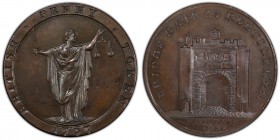 Middlesex copper Penny Token 1797 MS63 Brown PCGS, D&H-76. Justice standing / Bridge Gate.

HID09801242017