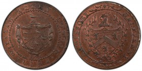 Middlesex, Allen's copper 1/2 Penny Token 1795 MS64 Brown PCGS, D&H-246. Edge: PAYABLE IN CHANDOS STREET COVENT GARDEN. Shield of arms, WILLIAM ALLEN ...