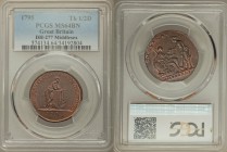 Middlesex, Chelsea copper 1/2 Penny Token 1795 MS64 Brown PCGS, D&H-277. Man with wooden leg presenting petition to Britannia / Hope leaning on anchor...