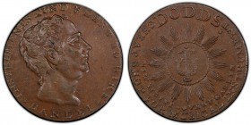 Middlesex, Dodd's copper 1/2 Penny ND (1790s) MS63 Brown PCGS, D&H-300, Conder p. 87, 144. Edge: Plain. * HANDEL * INSTRUMENTS TUN'D & LENT TO HIRE. B...