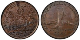Middlesex, Guests copper 1/2 Penny Token 1795 MS64 Brown PCGS, D&H-308b. Edge: PAYABLE IN LONDON . + . + . + . + . + . Royal Arms, Supporters and Cres...