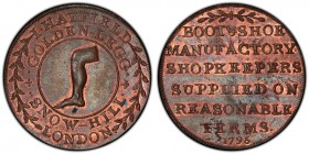 Middlesex, Hatfield's copper 1/2 Penny Token 1795 MS63 Red and Brown PCGS, D&H-323. Edge: Plain. HATFIELD GOLDEN-LEGG. SNOW-HILL LONDON. Leg in circle...
