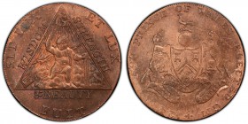 Middlesex copper 1/2 Penny Token 1790 MS64 Red Brown PCGS, D&H-369a, Atkins p.101, 261a. Masonic Issue. 24 NOV 1790 PRINCE OF WALES ELECTED GM. The Fr...