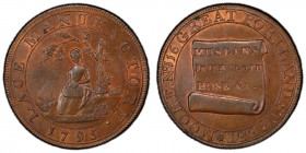 Middlesex, Moore's copper 1/2 Penny Token 1795 MS64 Red and Brown PCGS, D&H-389. LACE MANUFACTORY . 1795. Girl sitting under a tree making lace / MOOR...