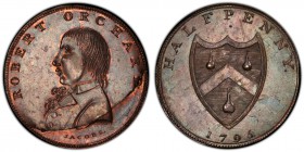 Middlesex, Orchard's copper 1/2 Penny Token 1795 MS64 Brown PCGS, D&H-399. Edge: Plain. Bust of Robert Orchard in profile left, ROBERT ORCHARD above /...