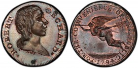 Middlesex, Orchard's copper 1/2 Penny Token 1794 MS64 Brown PCGS, D&H-410. Bust of Robert Orchard wearing a coat, in profile to right, 1797 below, * R...