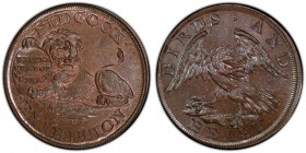 Middlesex, Pidcock's copper 1/2 Penny Token ND (18th Century) MS64 Brown PCGS, D&H-414. PIDCOCKS EXIBITION. A lion couchant, holding a shield inscribe...