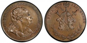 Middlesex, Sims' copper Farthing Token ND (18th Century) MS65 Brown PCGS, D&H-478a. Edge: Plain. WE . NE'ER . SHALL . LOOK . UPON . HIS . LIKE . AGAIN...