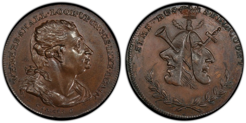 Middlesex, Sims' copper 1/2 Penny Token ND (18th Century) MS64 Brown PCGS, D&H-4...