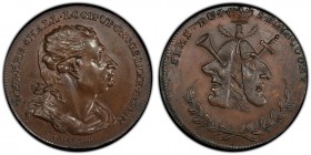 Middlesex, Sims' copper 1/2 Penny Token ND (18th Century) MS64 Brown PCGS, D&H-478a. Edge: Plain. WE . NE'ER . SHALL . LOOK . UPON . HIS . LIKE . AGAI...