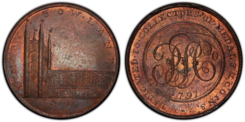 Middlesex copper 1/2 Penny Token 1797 MS64 Red and Brown PCGS, D&H-558. Edge: Pl...