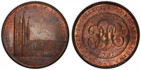 Middlesex copper 1/2 Penny Token 1797 MS64 Red and Brown PCGS, D&H-558. Edge: Plain. ST. MARY BOW LANE. Building / DEDICATED TO COLLECTORS OF MEDALS &...