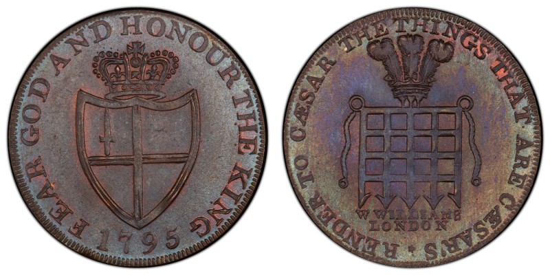 Middlesex, Williams copper 1/2 Penny Token 1795 MS64 Brown PCGS, D&H-915. Edge: ...