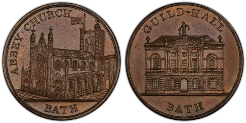 Somersetshire, Bath copper Penny Token (1790s) MS64 Brown PCGS, D&H-4. Edge: Pla...