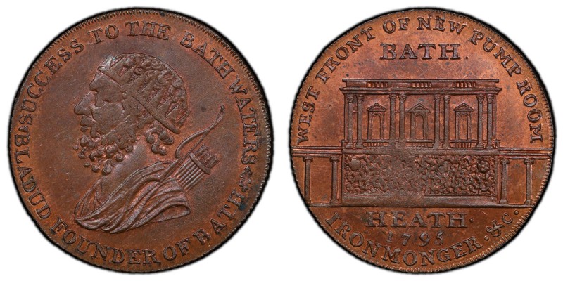 Somersetshire, Bath copper 1/2 Penny Token 1795 MS64 Red and Brown PCGS, D&H-40....