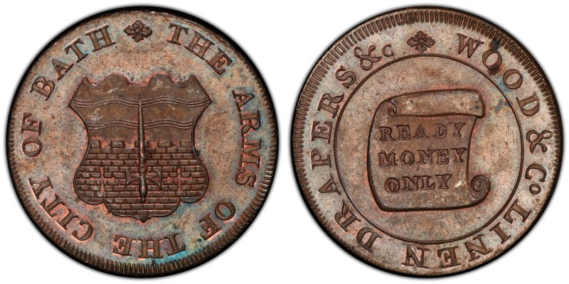 Somersetshire,Bath copper 1/2 Penny Token ND (18th Century) MS64 Brown PCGS, D&H...