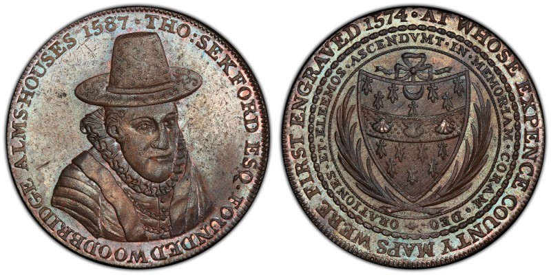 Suffolk, Woodbridge copper Penny Token 1796 MS63 Brown PCGS, D&H-15. THO: SEEKFO...