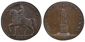 Warwickshire, Coventry copper 1/2 Penny Token 1794 AU55 PCGS, D&H-249. Edge: "PAYABLE AT THE WAREHOUSE OF ROBERT REYNOLDS & co.". PRO BONO PUBLICO. La...