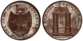 Warwickshire, Coventry bronzed copper Proof 1/2 Penny Token 1797 PR64 PCGS, D&H-259. REMAINS OF CATHEDRAL; ERECTED 1043. St. Mary's Priory and Cathedr...