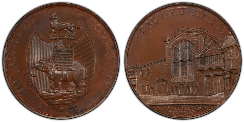 Warwickshire, Kempson's copper 1/2 Penny Token 1797 MS64 Brown PCGS, D&H-295. St...