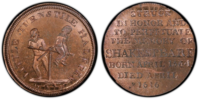 Warwickshire, Stratford copper 1/2 Penny Token 1796 MS64 Red and Brown PCGS, D&H...