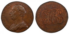 Warwickshire, Birmingham copper Farthing Token 1792 MS64 Brown PCGS, D&H-481a. Edge: Plain. IOHN HOWARD. F.R.S. Bust to left / BIRMINGHAM PROMISSORY F...