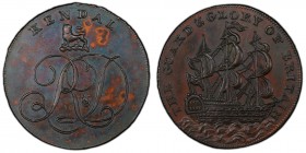 Westmoreland, Kendal copper 1/2 Penny Token ND (18th Century) MS62 Brown PCGS, D&H-5a. KENDAL. Cypher with lion above / THE GUARD & GLORY OF BRITAIN. ...