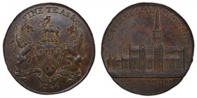 Wiltshire, Salisbury copper 1/2 Penny Token 1796 MS63 Brown PCGS, D&H-21. Edge: PAYABLE AT I & T SHARPS SALISBURY - X -. CATHEDRAL CHURCH OF SARUM. Vi...
