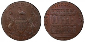 Yorkshire, Hudderfield copper 1/2 Penny Token 1792 MS63 Brown PCGS, D&H-14. East India House / GOD GRANT GRACE. Arms with supporters, dromedary on top...