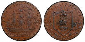 Yorkshire, Hull copper 1/2 Penny Token 1794 MS62 Brown PCGS, D&H-23. Edge: CURRENT EVERY WHERE. PRO BONO PUBLICO/ 1794. Ship sailing left, date in exe...