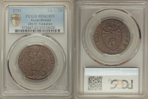Yorkshire, Leeds copper 1/2 Penny Token 1791 MS63 Brown PCGS, D&H-51. Edge: PAYABLE AT THE WAREHOUSE OF RICHARD PALEY. ARTIS NOSTRAE CONDITOR. A whole...