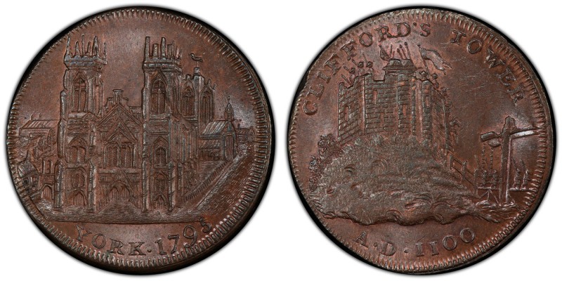 Yorkshire, York copper 1/2 Penny Token 1795 MS64 Brown PCGS, D&H-63. Edge: YORK ...