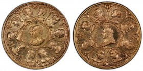 Victoria copper "Diamond Jubilee" Medal ND (1897) MS66 Red PCGS, BHM-3603. 19mm. By A. Miesch. Bust left encircled by other busts / Busts of Prince an...