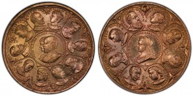 Victoria copper "Diamond Jubilee" Medal ND (1897) MS65 Red PCGS, BHM-3603. 19mm. By A. Miesch. Bust left encircled by other busts / Busts of Prince an...