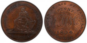 Dublin copper Penny Token 1804 MS64 Brown PCGS, D&H-4, Atkins p.332, 3. PAYABLE AT THE PAWNBROKERS OFFICE BISHOP ST. Female figure seated with harp / ...