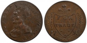 Dublin, Cornwell's copper 1/2 Penny Token 1795 AU58 Brown PCGS, D&H-307. Bust left, ALEXR. CORNWELL around / FOR TRADE on a shield, the Prince of Wale...