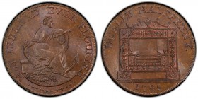 Dublin, Parker's copper 1/2 Penny Token 1795 MS65 Brown PCGS, D&H-352b. Female seated right with cornucopia and anchor / Register stove. 

HID09801242...
