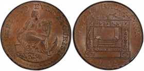 Dublin, Parker's copper 1/2 Penny Token 1795 MS64 Brown PCGS, D&H-352b. Edge: PAYABLE IN LANCASTER LONDON OR BRISTOL. Female seated right, arm on an a...