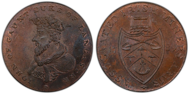 Wicklow, Cronebane copper 1/2 Penny Token 1789 MS65 Brown PCGS, D&H-72. Edge: PA...
