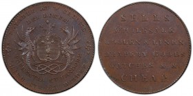 Angusshire, Dundee copper 1/2 Penny Token 1790 MS64 Brown PCGS, D&H-13. Shield of arms and supporters, PAYABLE AT W. CROOMS. HIGH STREET DUNDEE. DEI D...