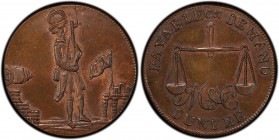 Angusshire copper Farthing Penny ND (18th Century) MS64 Brown PCGS, D&H-39. Scales / Armed sentry. Very rare.

HID09801242017
