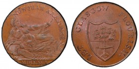 Lanarkshire, Glasgow copper 1/2 Penny Token 1791 MS64+ Brown PCGS, D&H-3a, Atkins p.305, 3a. Edge: CAMBRIDGE BEDFORD AND HUNTINGDON. LET GLASGOW FLOUR...