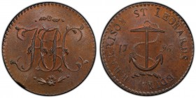 Lothian, Edinburgh copper 1/2 Penny Token 1796 MS65 Brown PCGS, D&H-20. Cypher HH / Anchor divides date. Includes original collector's envelope.

HID0...