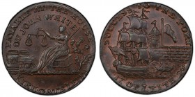 Lothian, Leith copper 1/2 Penny Token 1796 MS63 Brown PCGS, D&H-58. SUCCESS TO THE PORT OF LEITH. Ship in harbor / PAYABLE AT THE HOUSE OF JOHN WHITE....