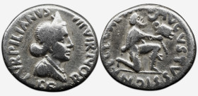 Roman Imperial Augustus. 27 BC-AD 14. AR Denarius , 3,50 g. Rome mint; P. Petronius Turpilianus, moneyer. Struck 19/18 BC. • TVRPILIANVS III • VIR •, ...