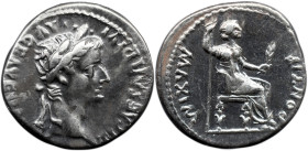 Roman Imperial Tiberius. AD 14-37. AR Denarius , 3.82 g. Tribute Penny" type. Lugdunum (Lyon) mint , TI CΛESΛR DIVI ΛVG F ΛVGVSTVS, laureate head righ...