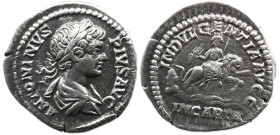 Roman Imperial CARACALLA. 198-217 AD. AR Denarius , 3.41 g. Rome mint. Struck 203 AD. ANTONINVS PIVS AVG, laureate and draped bust right / INDVLGENTIA...