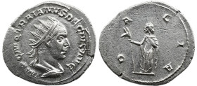 Roman Imperial Trajan Decius. AD 249-251. AR Antoninianus , 4,12 g. Rome mint, 1st officina. 3rd-4th emissions, AD 250. Radiate, draped, and cuirassed...
