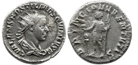 Hostilian. As Caesar, AD 250-251. AR Antoninianus , 3,91 g. Rome mint, 5th officina. 5th emission, early AD 251. C VALENS HOSTIL MES QVINTVS N C, radi...